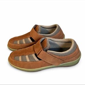 Orthofeet 872 Women’s Brown Leather Walking Shoes 8.5 Wide D Comfort Strap